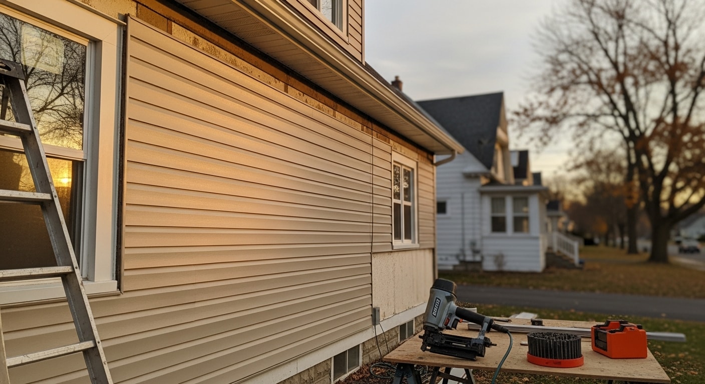 New siding installed on residential home exterior