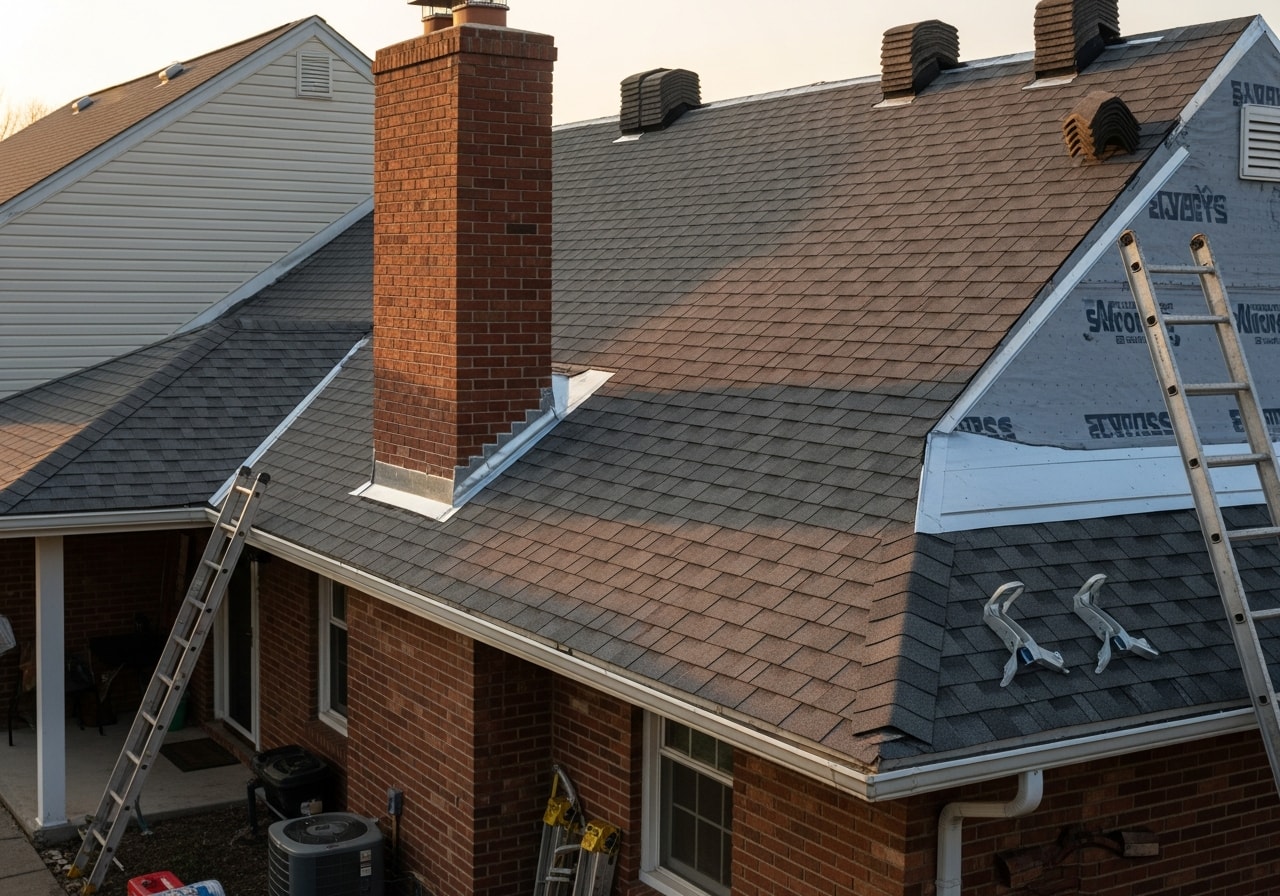 New architectural shingles installed on colonial home roof in Rome NY