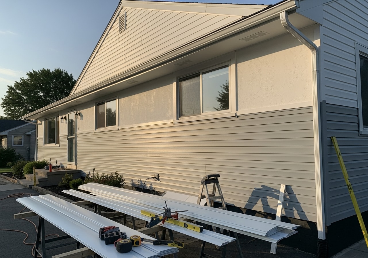 New vinyl siding installed on full exterior of ranch home in Syracuse NY