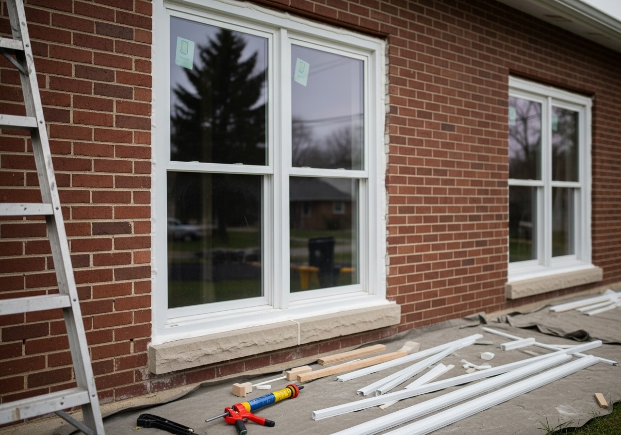 New double-hung vinyl windows installed on home in Oneida NY