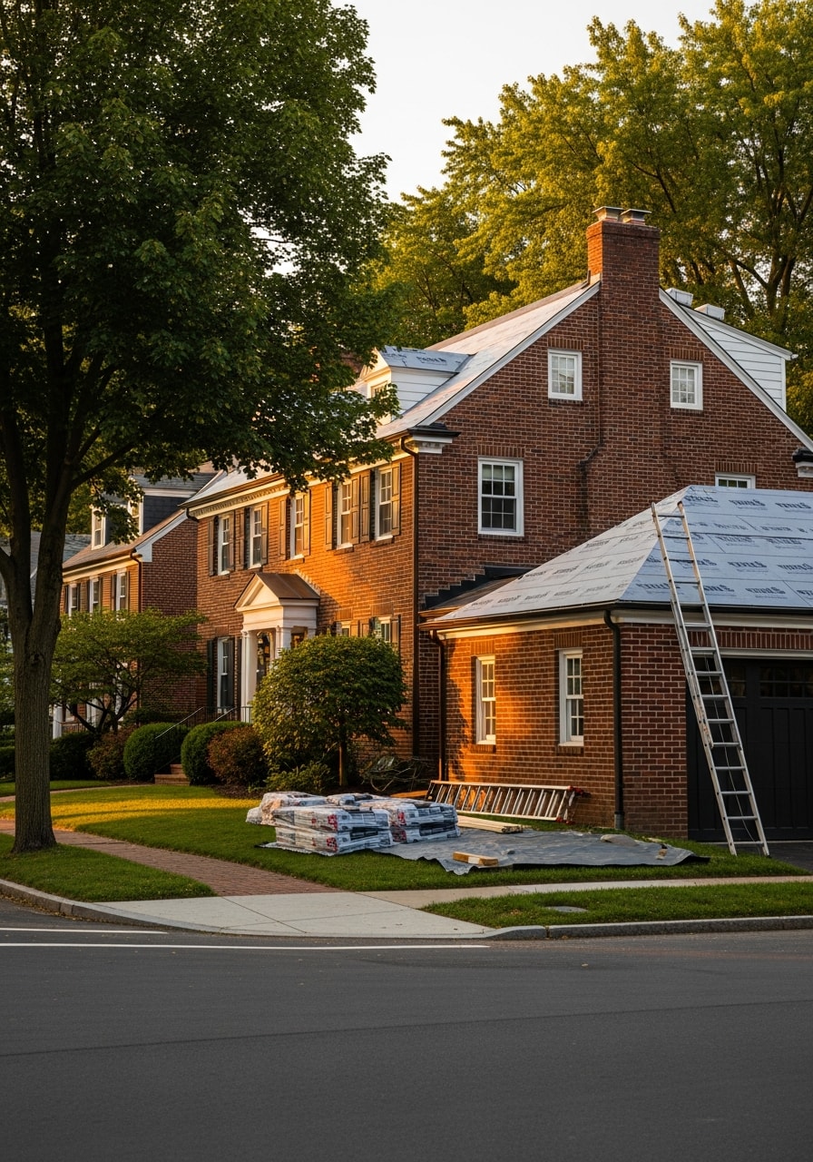 A Utica resident standing confidently at their home's entrance with a welcoming expression.