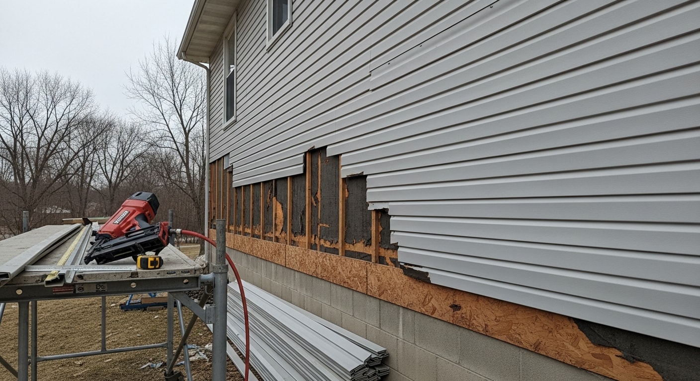 Freshly installed siding on a single-family home in Rome, NY, showing clean panel lines and a finished exterior. A 2nd Chance Roofing LLC crew completes the siding replacement on a residential street in Central New York.